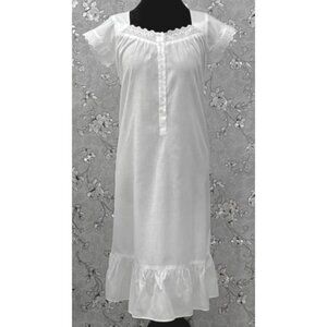 SoieRose 100% Cotton Victorian – Eyelet Lace Cap Sleeve Nightdress - SR1209